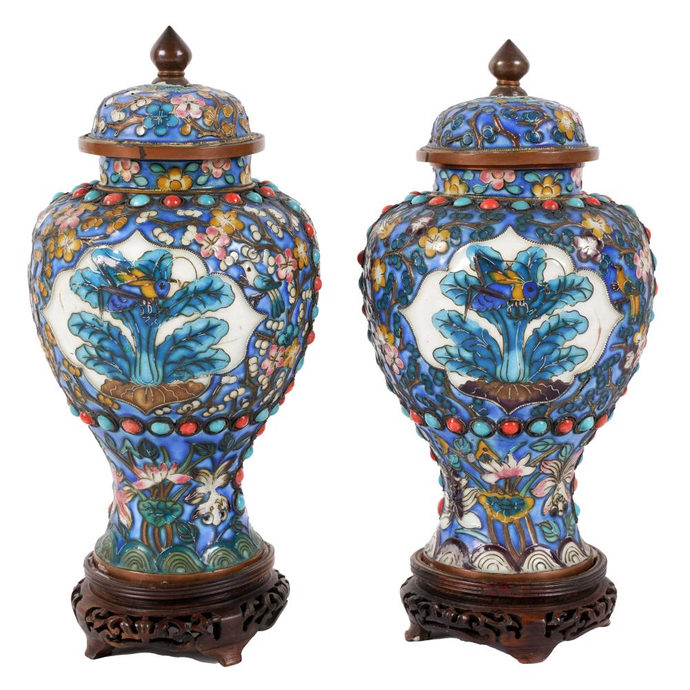 PAIR OF CHINESE ENAMEL AND JEWELED 303e37