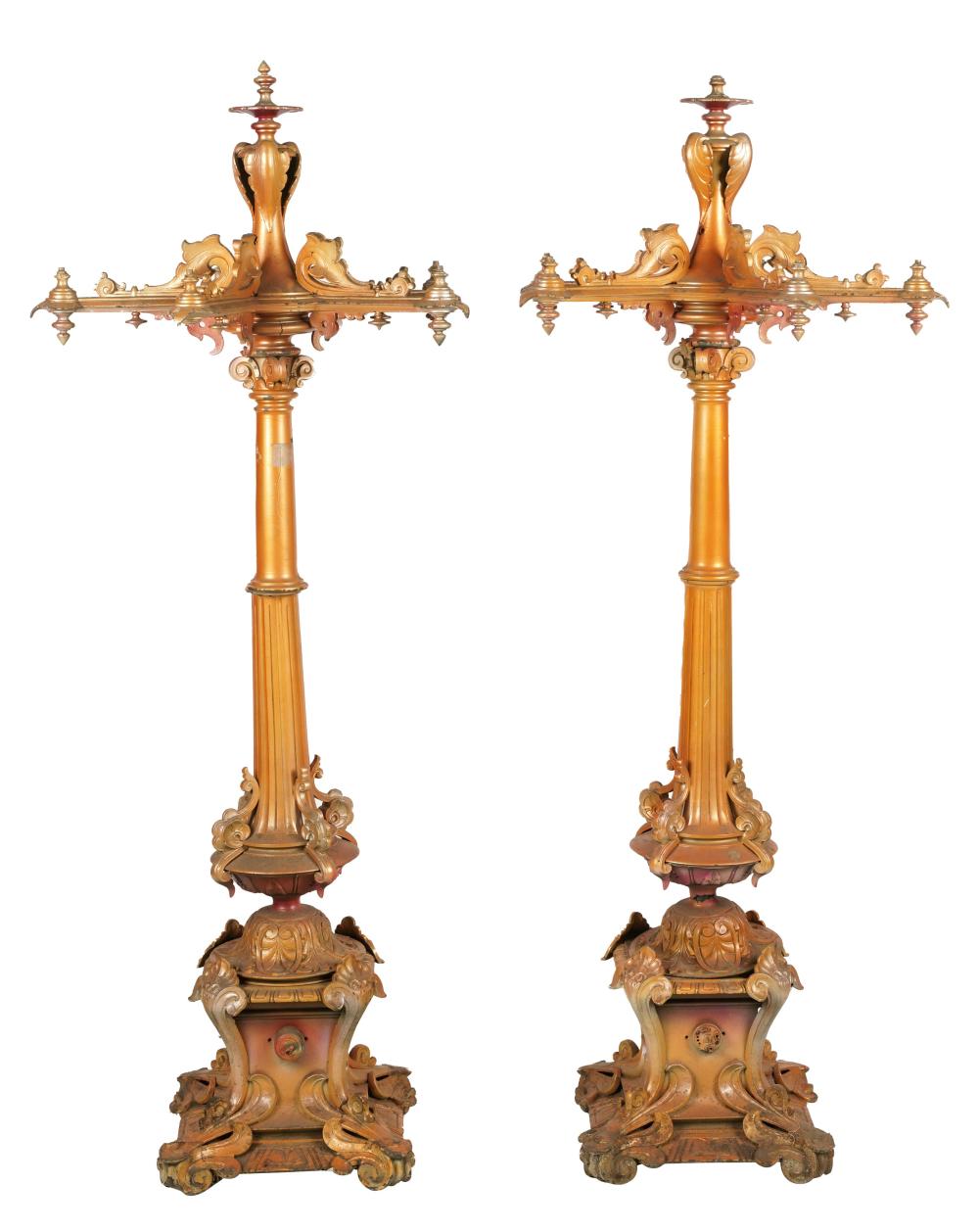 PAIR OF BAROQUE-STYLE PATINATED