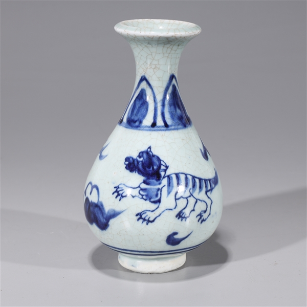 Korean blue and white glazed porcelain