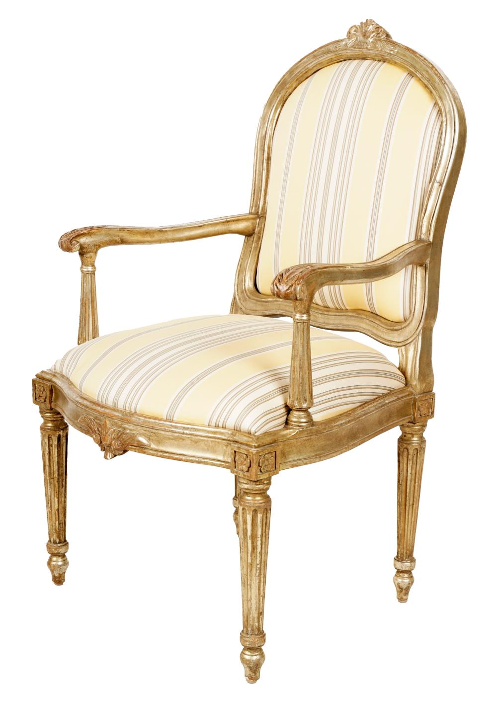 LOUIS XVI STYLE SILVER GILT FAUTEUILLouis 303f6d