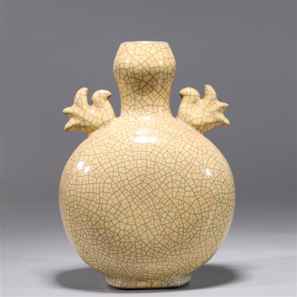 Chinese yellow crackle glazed porcelain