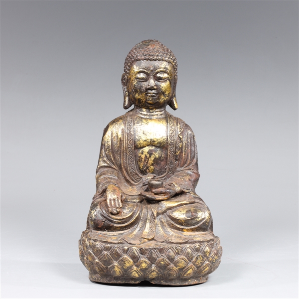 Antique Chinese gilded bronze seated