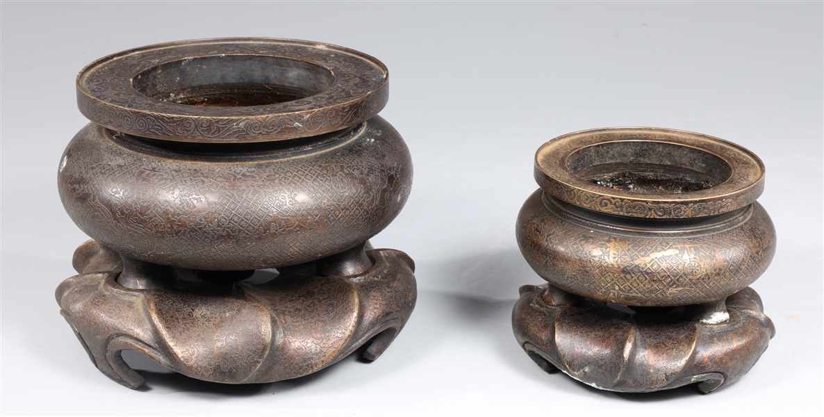 Group of four Chinese bronze censors