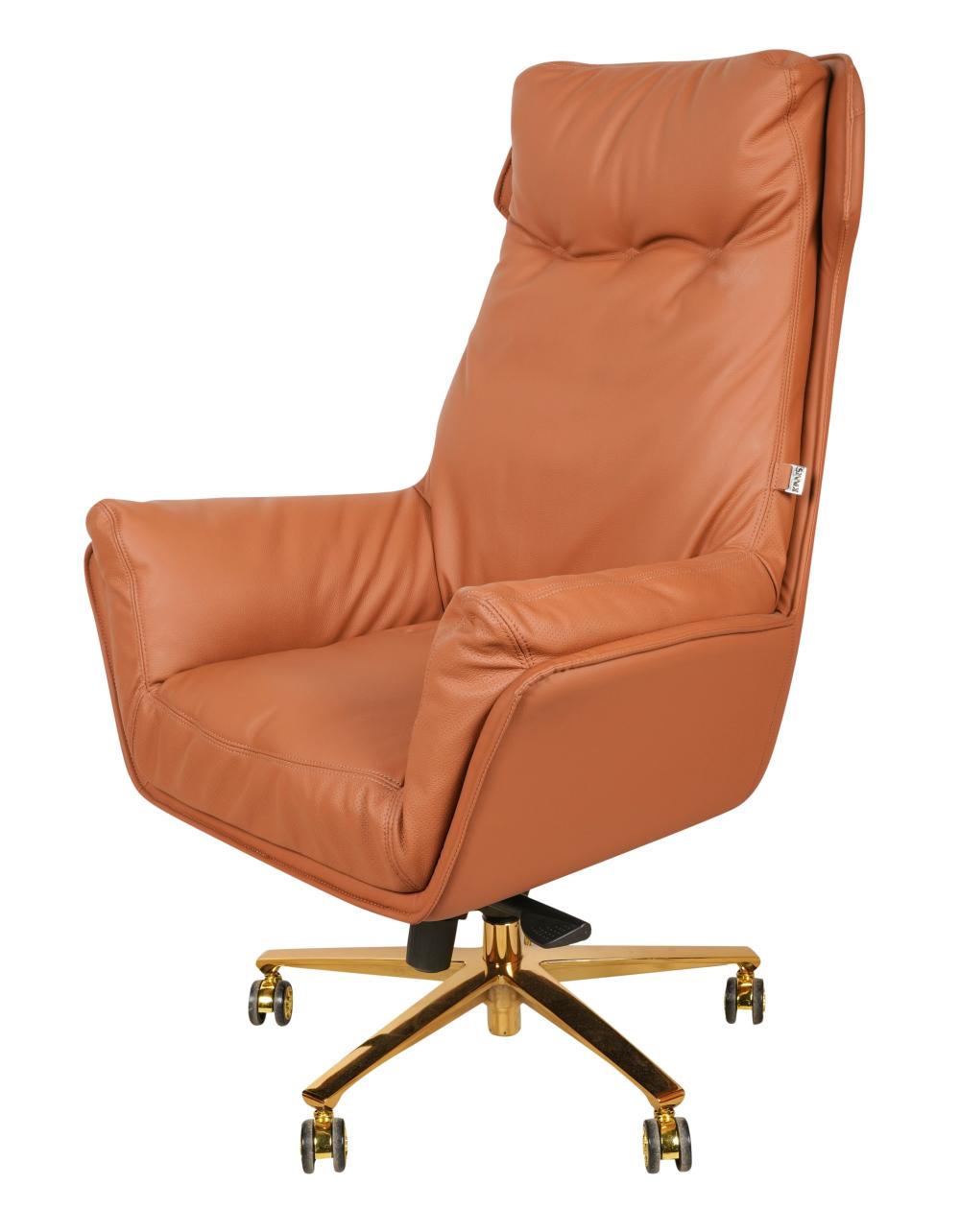 BROWN LEATHER SWIVEL OFFICE CHAIRBrown