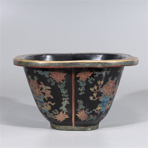 Chinese gilt lacquered wooden basin