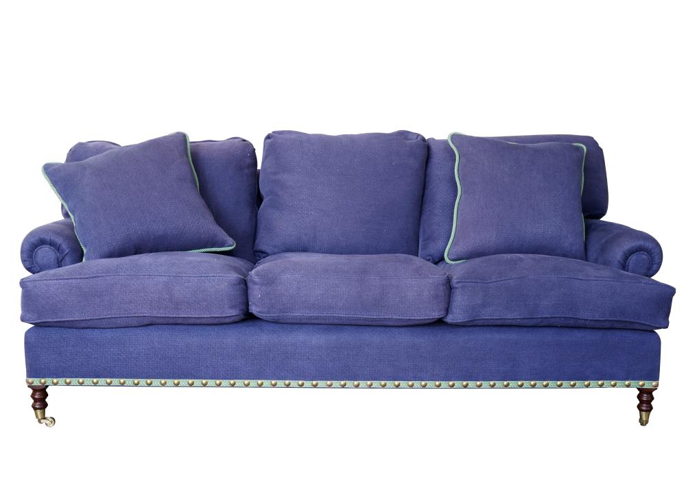 GEORGE SMITH BLUE UPHOLSTERED SOFAGeorge