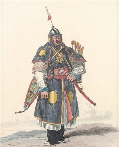 Vintage print, Mongol archer; as-is