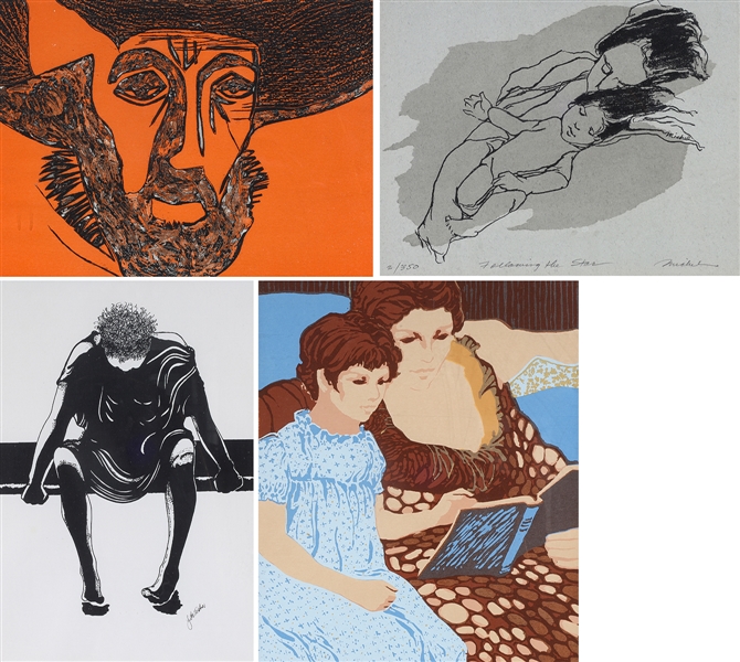 Group of four lithographs including