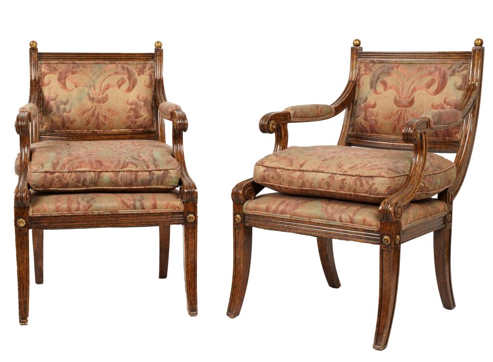 PAIR OF REGENCY-STYLE STAINED AND