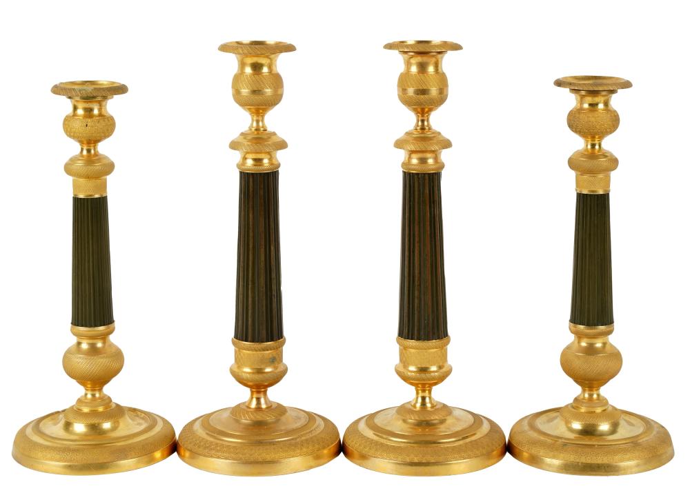 TWO PAIRS OF EMPIRE STYLE CANDLESTICKSTwo 3040be