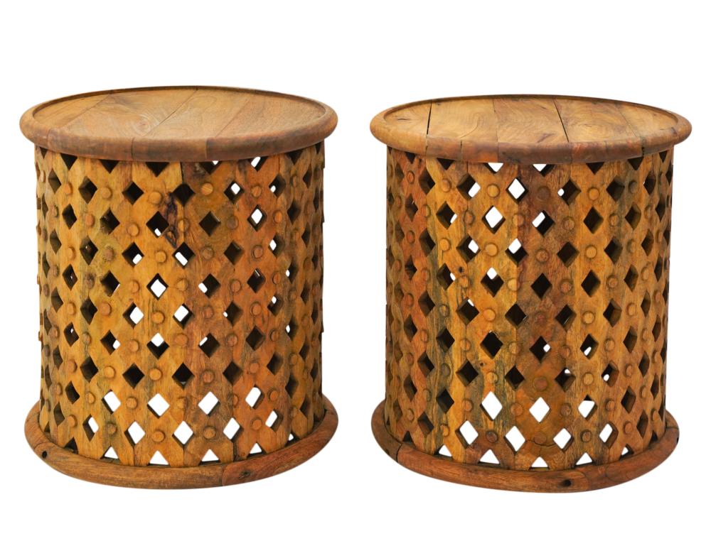 PAIR OF MOROCCAN-INSPIRED TABORETSPair