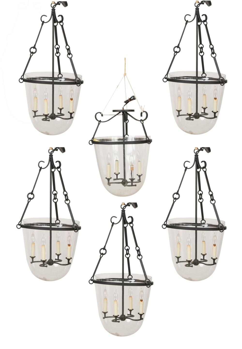 SIX IRON AND GLASS LANTERN CEILING 3040f2