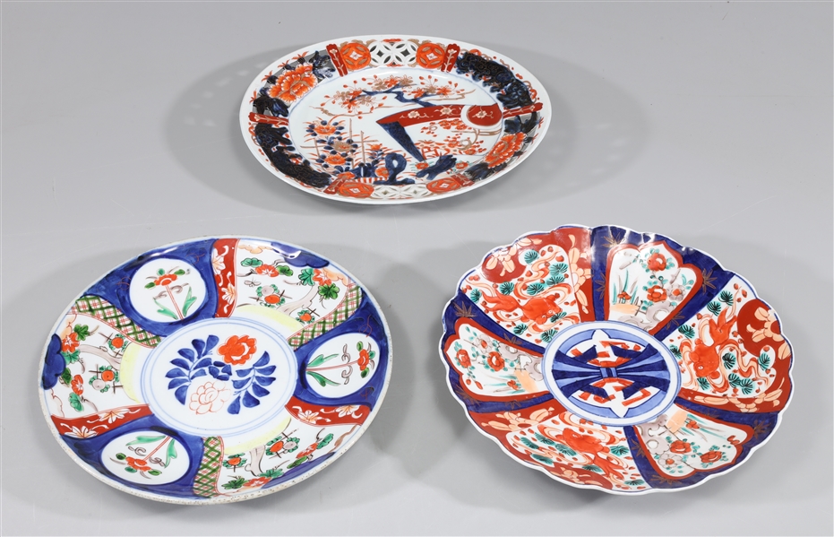 Group of three hand painted Japanese