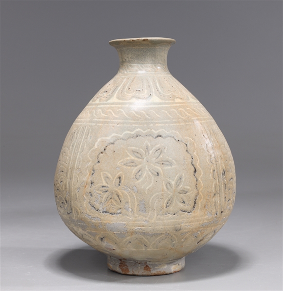 Korean celadon glazed ceramic vase of