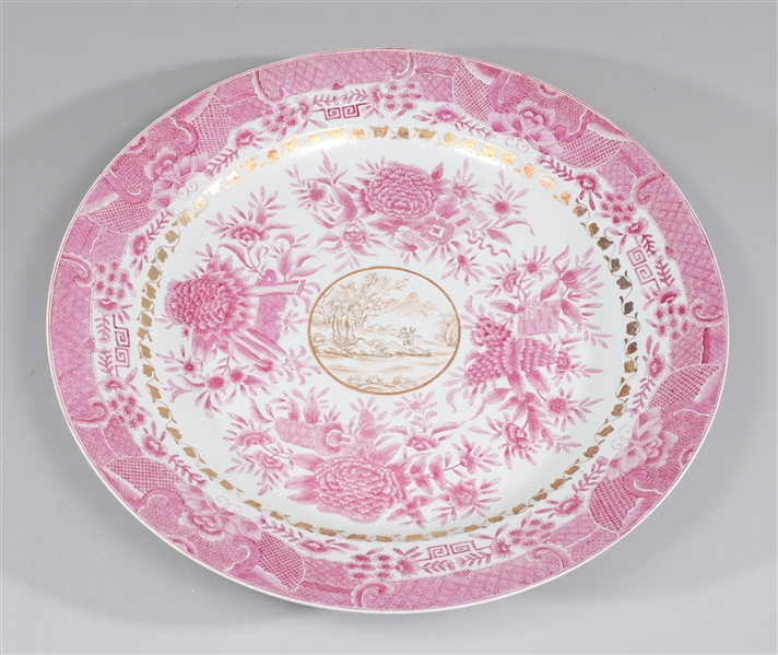 Large Chinese mauve ceramic charger