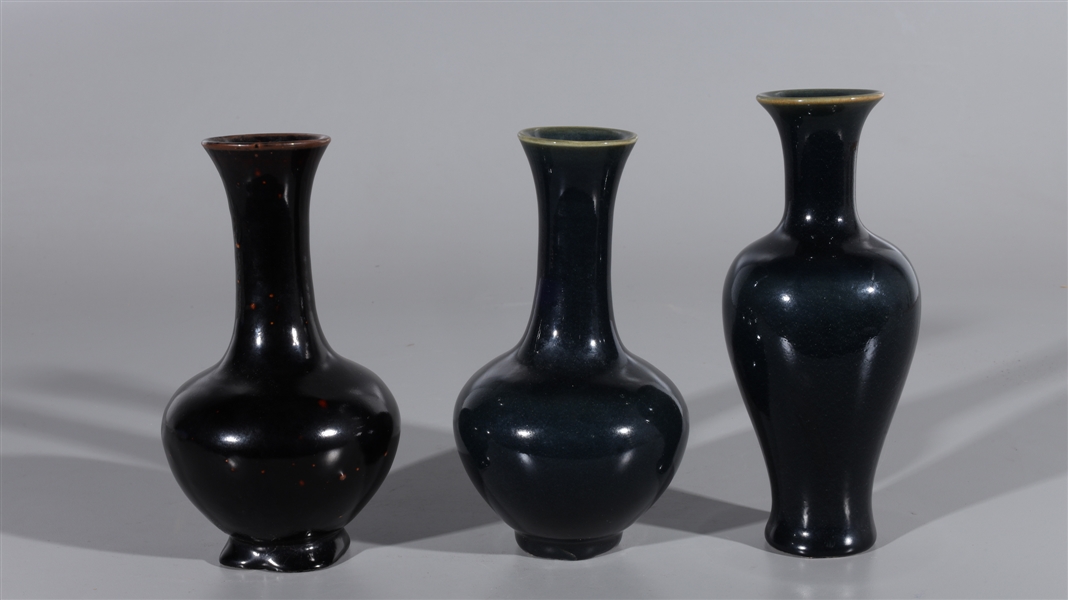 Group of three Chinese black glazed 30412e