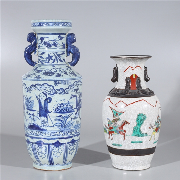Pair of Chinese crackle glazed