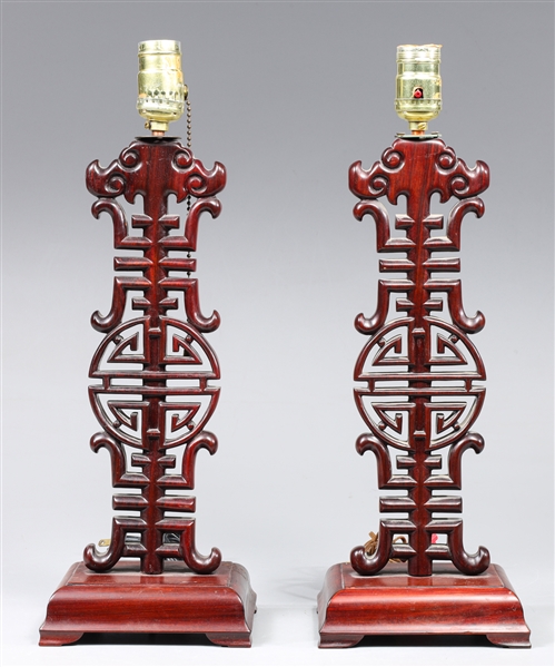 Pair of vintage Chinese carved