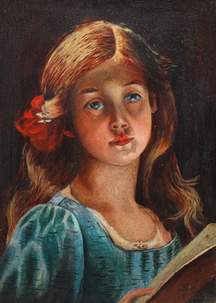 Oil on board 19th century portrait of