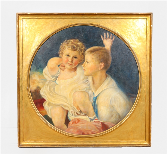 Oil on canvas, vintage children's