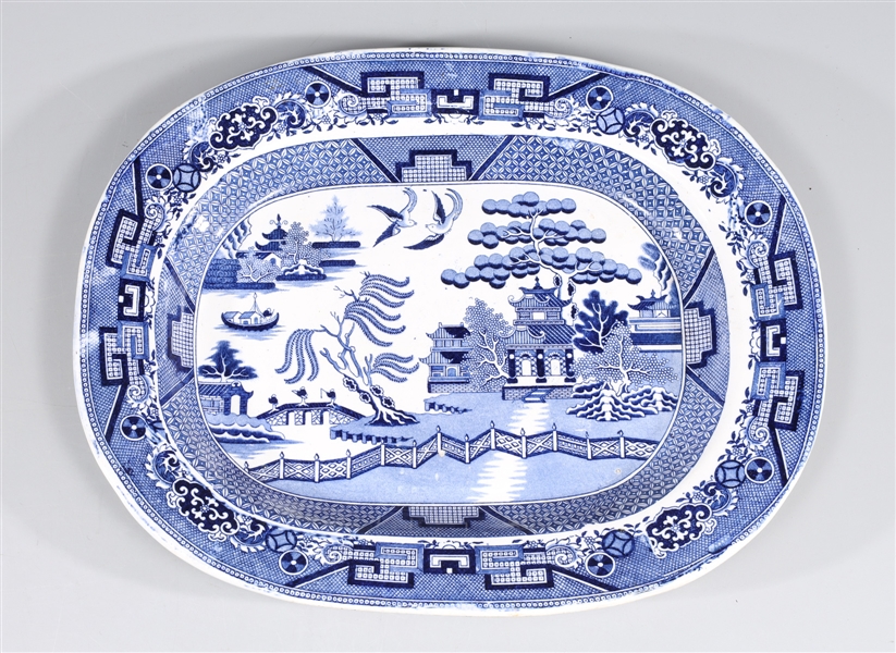 19th century blue willow transferware 30417a