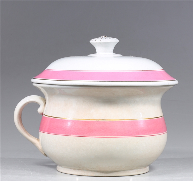 Vintage pink and white porcelain chamber