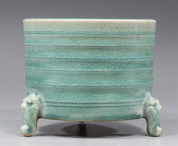 Chinese celadon crackle glaze footed