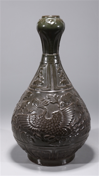 Chinese black glazed vase with