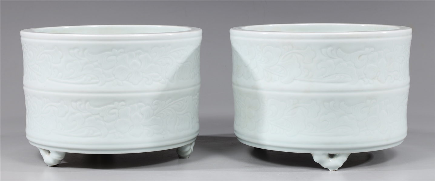 Pair of Chinese white glazed bamboo 30420b