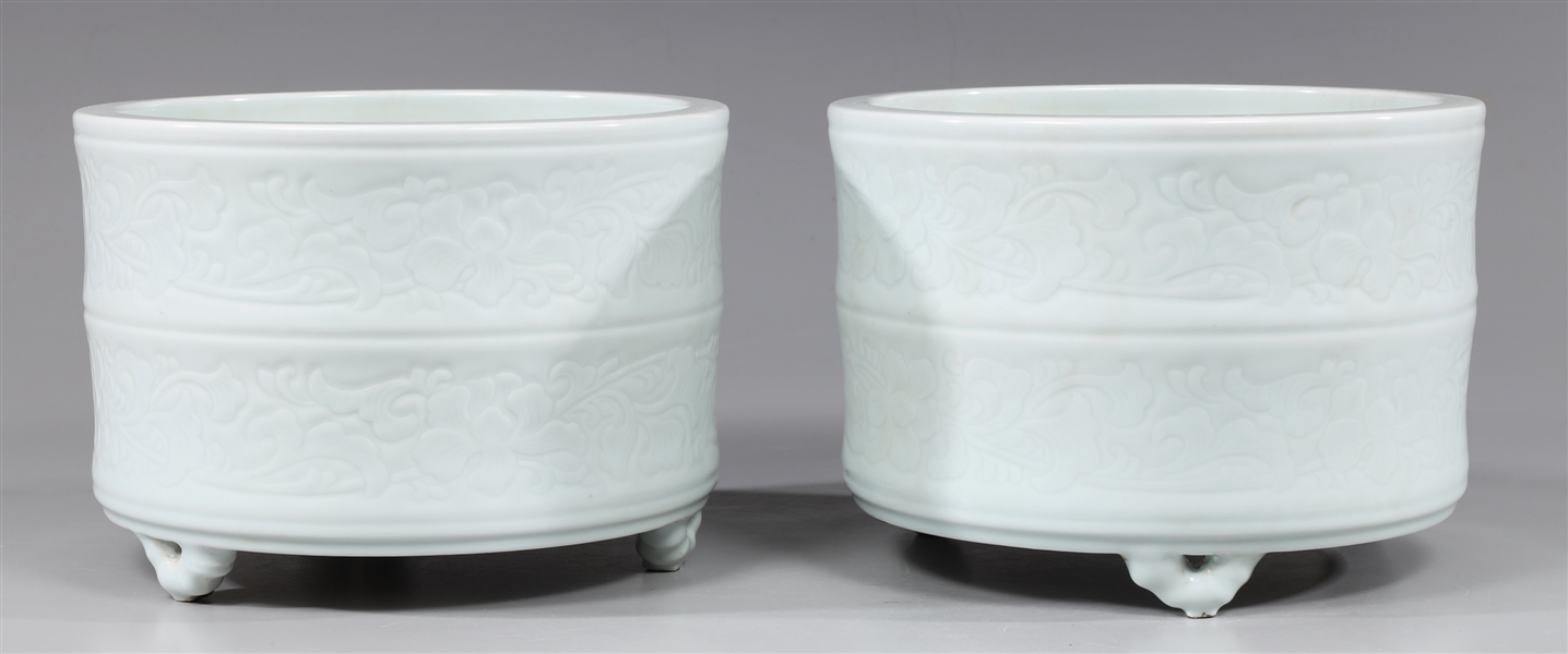 Pair of Chinese white glazed bamboo 304206