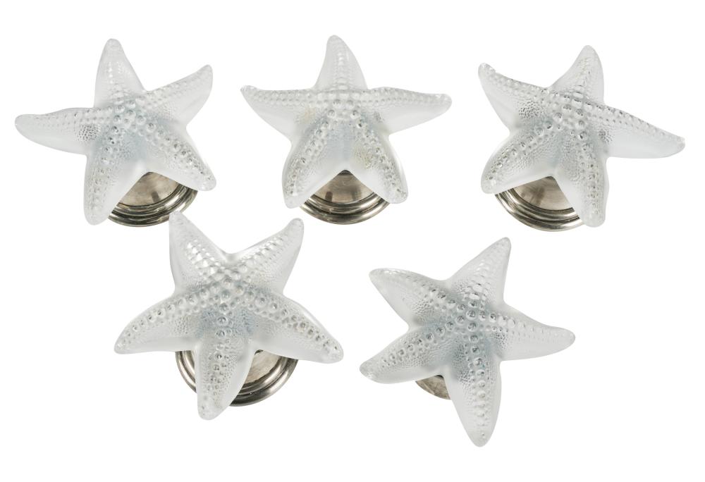 SIX LALIQUE GLASS STARFISH HARDWARESix