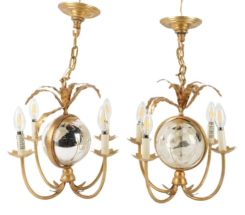 TWO GILT METAL AND GLASS CEILING 3042dd