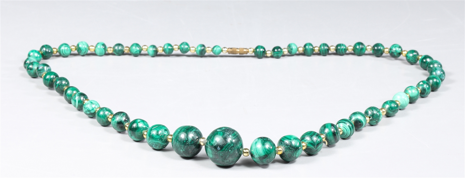 Vintage malachite beaded necklace 3042ef