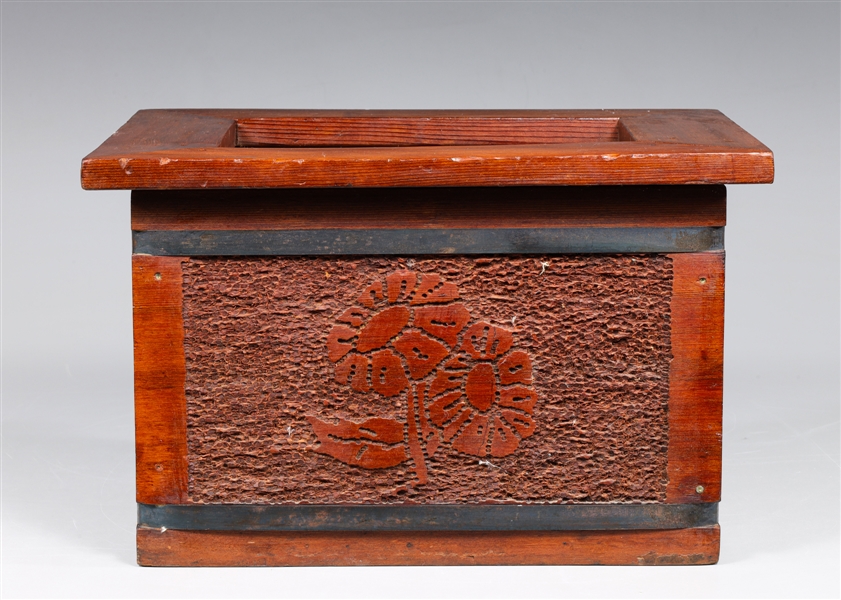 Folk-art hand carved planter box with