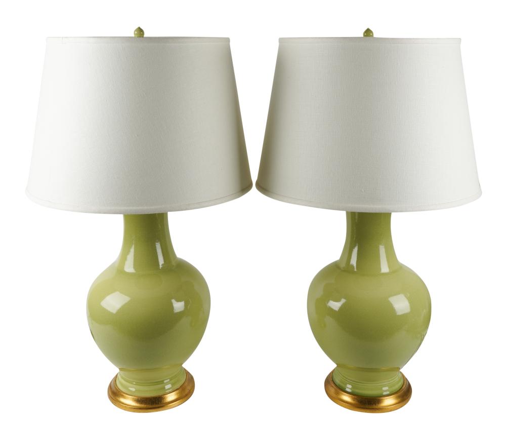 PAIR OF STEPHEN GEROULD GREEN GLAZED 304376