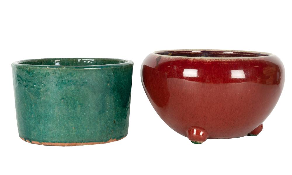 TWO CHINESE GLAZED CERAMIC PLANTERSTwo