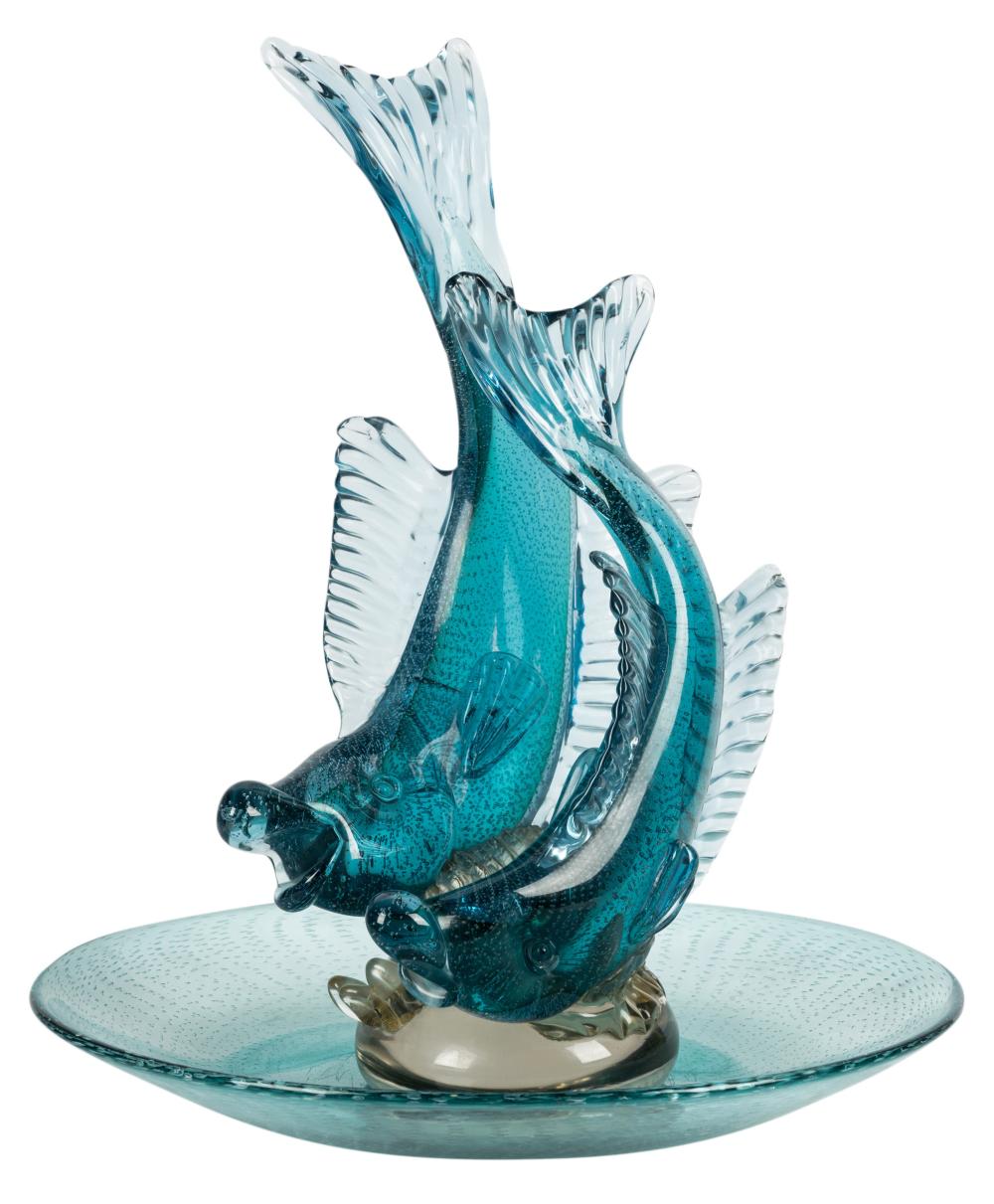 LARGE MURANO GLASS FISH CENTERPIECELarge 304456