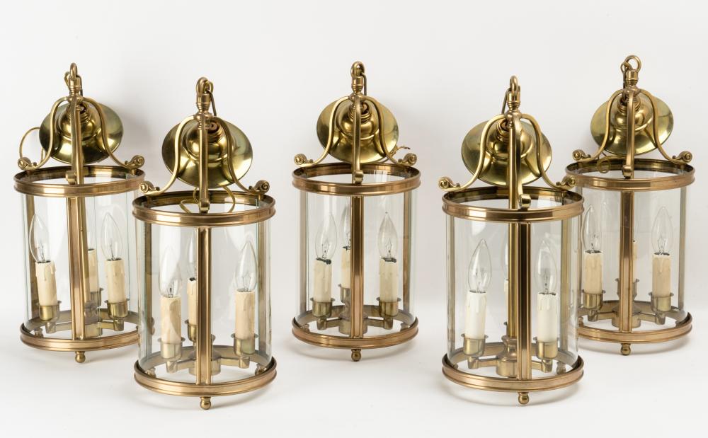 FIVE FEDERAL STYLE BRASS AND GLASS 304469