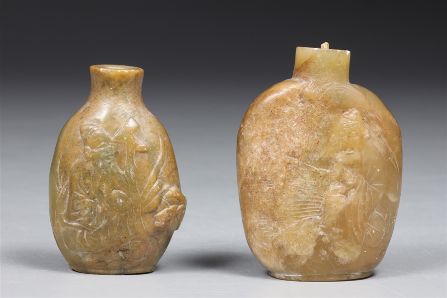 Group of two Chinese carved hardstone