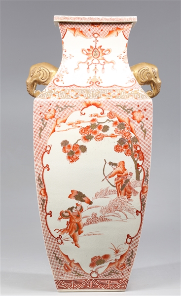 Chinese ceramic red and white vase