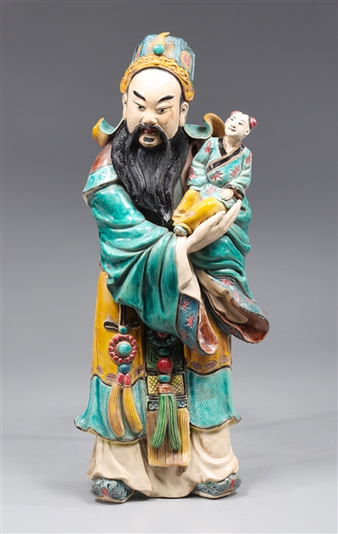 Chinese glazed ceramic temple bearded