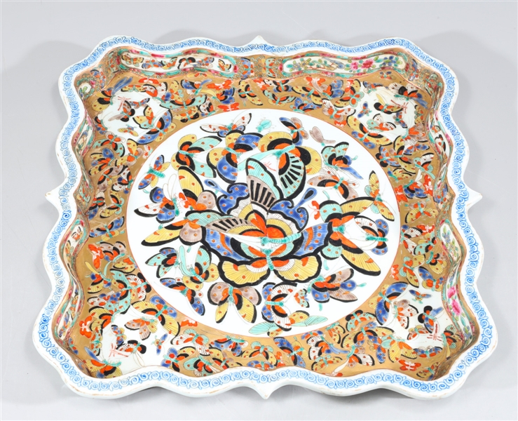 Large Chinese ceramic rimmed platter 3044cb