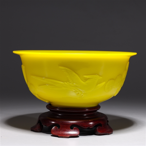 Chinese yellow Beijing glass bowl with