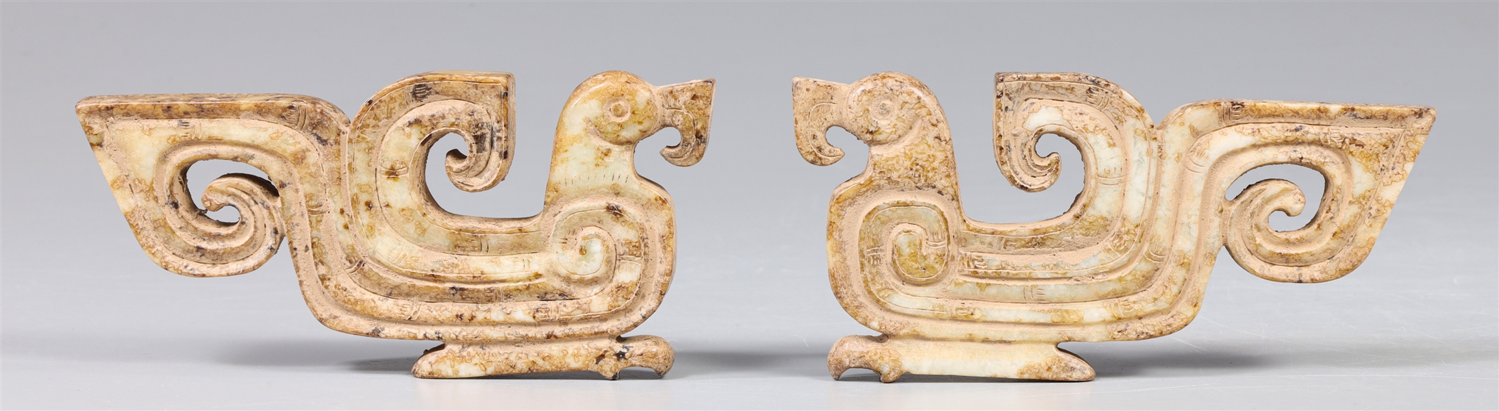 Pair of Archaic Chinese style carved 3044fc