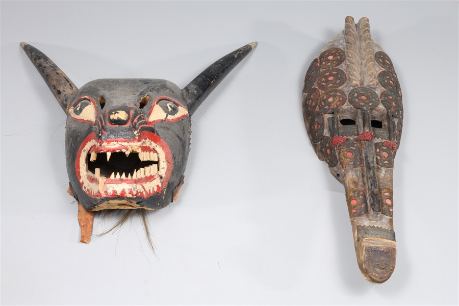 Group of two African tribal masks,