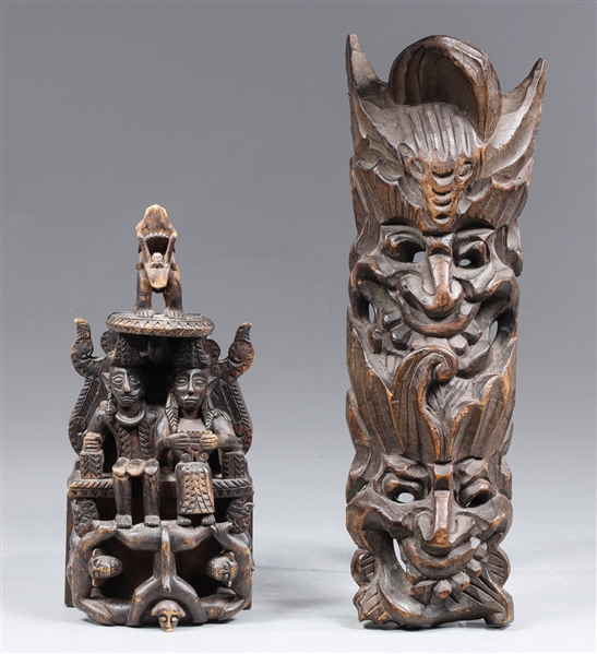 Group of two antique carved tribal 304508