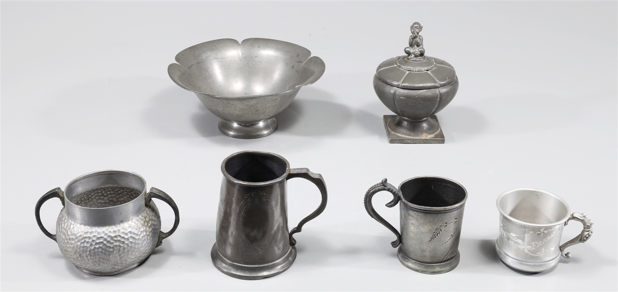 Group of six antique pewter and 304549