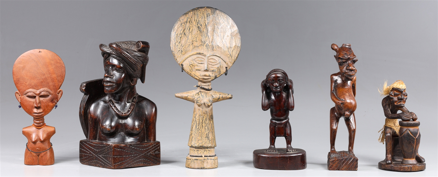 Group of six vintage carved African 30454b