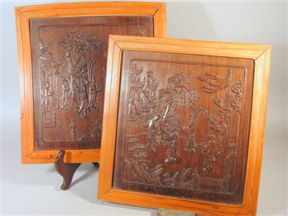 Pair of Chinese carved zitan panels