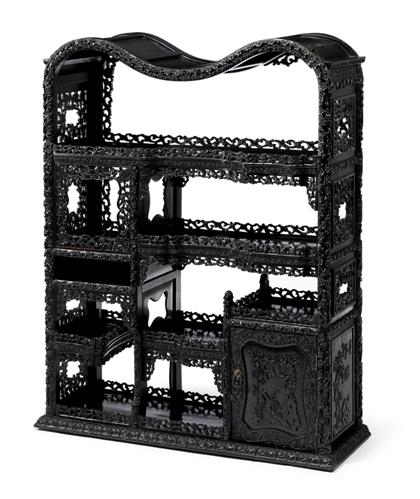 Chinese carved zitan display cabinet